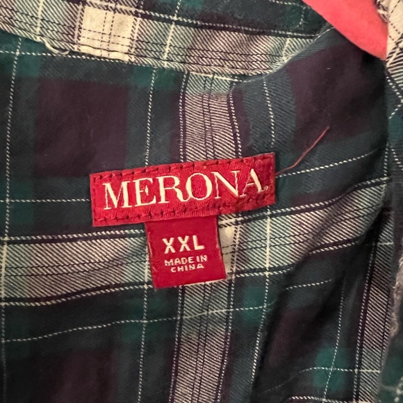 Merona blue and teal thin flannel 2X - Picture 3 of 4